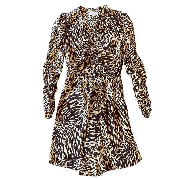 A.L.C. Marcie Silk Ruched Long Sleeve Mini Dress Size 6 752J - Picture 6 of 15